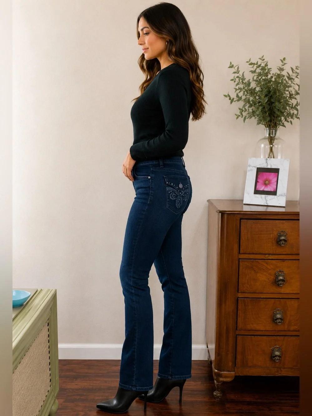 Seven7 Slim Boot Cut Dark Blue Size 6 Denim Jeans - Picture 4 of 16